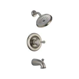 DELTA Leland Series 14478-SSSHL Tub and Shower Trim, Brass, Stainless Steel