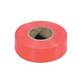 Flagging Tape, 1 3/16 in x 150 ft, Red Glo