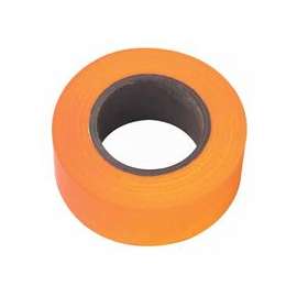 Flagging Tape, 1 3/16 in x 150 ft, Orange Glo