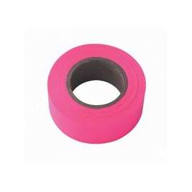 Flagging Tape, 1 3/16 in x 150 ft, Pink Glo