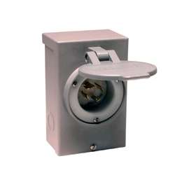 RELIANCE CONTROLS PB30 Power Inlet Box, 30 A, 125/250 V, Gray