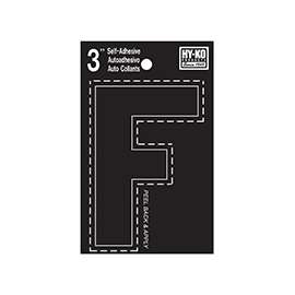 HY-KO 30400 Series 30416 Die-Cut Letter, Character: F, 3 in H Character, Black Character, Vinyl