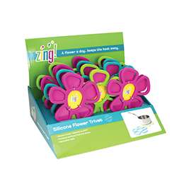 Zing! 93165 Dishwasher-Safe Flower Trivet Display, Silicone, Assorted