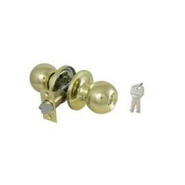 ProSource Entry Knob Lockset, T3 Tubular, Pol Brass