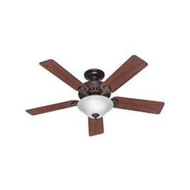 Hunter 53250/28724 Ceiling Fan, 5-Blade, Cherry/Oak Blade, 52 in Sweep, Fiberboard Blade, 3-Speed, With Lights: Yes