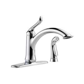 DELTA Linden Series 4453-DST Kitchen Faucet with Side Sprayer, 1.8 gpm, 1-Faucet Handle, Zinc, Chrome Plated