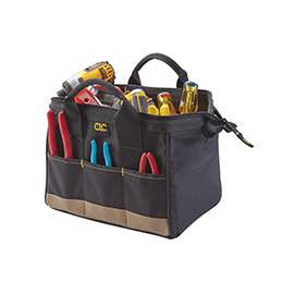 CLC Tool Works BIGMOUTH Series 1161 Tote Bag, 8-1/2 in W, 12 in D, 8 in H, 14-Pocket, Polyester, Black/Blue