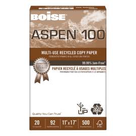ASPEN Multi-Use Recycled Paper, 92 Bright, 20lb, 11 x 17, White, 500 Sheets/Ream, 5 Reams/Carton