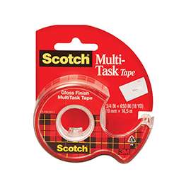 Scotch 25 Multi-Task Tape, 650 in L, 3/4 in W, Plastic Backing
