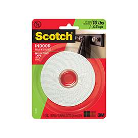 Scotch 314DC Mounting Tape, 125 in L, 1 in W, White