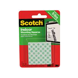 Scotch 311DC Mounting Tape, 1 in L, 1 in W, White