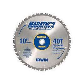 IRWIN MARATHON 24070 Table Saw Blade, 10 in Dia, 5/8 in Arbor, 40-Teeth, Carbide Cutting Edge