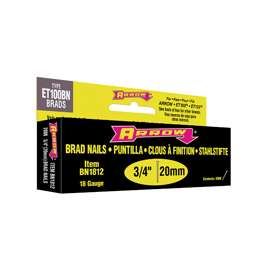 Arrow BN1812BCS Brad Nail, 3/4 in L, Steel, Plain, Smooth Shank