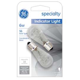 GE 2PK 6W CLR Bulb