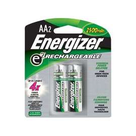 Energizer NH15BP-2 Rechargeable Battery, 1.2 V Battery, 2300 mAh, AA Battery, Nickel-Metal Hydride, Green/Silver