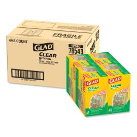 Recycling Tall Kitchen Drawstring Trash Bags, 13 gal, 0.9 mil, 24" x 27.38", Clear, 180/Carton