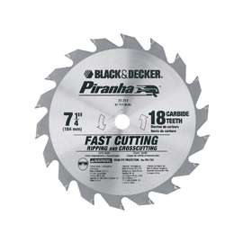 Black+Decker 67-717 Circular Saw Blade, 7-1/4 in Dia, 5/8 in Arbor, 18-Teeth, Carbide Cutting Edge