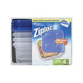 Ziploc 70935 Food Container, 24 oz Capacity, Plastic, Clear, 6-1/8 in L, 6-1/8 in W, 2-1/4 in H