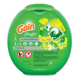 Flings Detergent Pods, Original, 72/Container, 4 Container/Carton