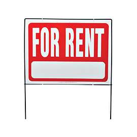 HY-KO RSF-603 Real Estate Sign, Rectangular, FOR RENT, White Legend, Red Background, Plastic