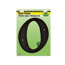 HY-KO 30200 Series 30210 House Number, Character: 0, 6 in H Character, Black Character, Plastic