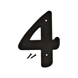 HY-KO 30200 Series 30204 House Number, Character: 4, 6 in H Character, Black Character, Plastic