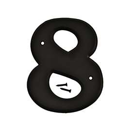 HY-KO 30200 Series 30208 House Number, Character: 8, 6 in H Character, Black Character, Plastic