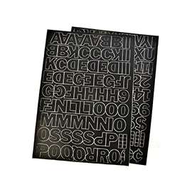 HY-KO 30033 Die-Cut Number and Letter Set, 1 in H Character, Black Character, Black Background, Vinyl