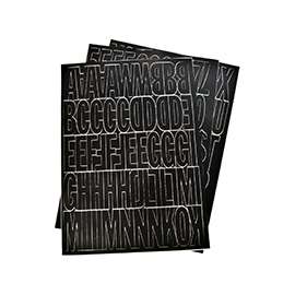 HY-KO 30034 Die-Cut Number and Letter Set, 2 in H Character, Black Character, Black Background, Vinyl