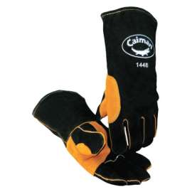 Heatflect Welding Gloves, Cow Split Leather, One Size, Black/Tan