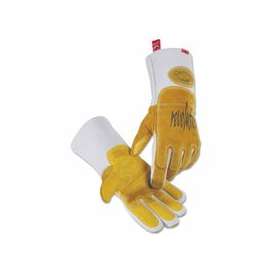 1812 revolution® Pig Grain FR Cotton Fleece Lined MIG/Stick Welding Gloves, Pig Grain Leather, X-Large, White/Brown