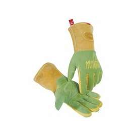 1816 revolution® Deerskin FR Foam Fleece Lined MIG/Stick Welding Gloves, Large, Green/Gold, Gauntlet Cuff
