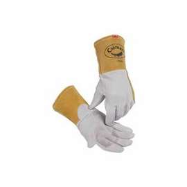 1864 Deerskin Unlined Lean-On Patch TIG Welding Gloves, Large, Gray, 4 in Gauntlet Cuff