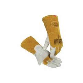 Revolution® Welding Gloves, Goat Grain Leather, Small, White/Gold