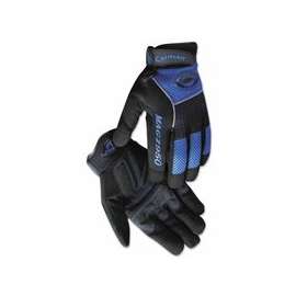 2950 Synthetic Leather Padded Palm Grip Mechanics Gloves, Large, Black/Blue/Gray