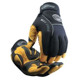 Gold Grain Leather Palm Gloves, X-Large, Gold/Black