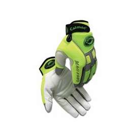 2980 Goat Grain Hi-Vis Reflective Back Knuckle Protection Mechanics Gloves, Neoprene, Large, Lime Green/White