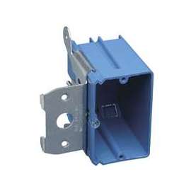 Carlon B121ADJ New Work Outlet Box, 1 -Gang, PVC, Blue, Bracket Mounting