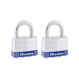 Master Lock 5T Padlock, Keyed Alike Key, 3/8 in Dia Shackle, 1 in H Shackle, Boron Alloy Shackle, Steel Body, Laminated