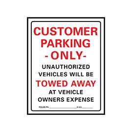 HY-KO 700 Parking Sign, Rectangular, Black/Red Legend, White Background, Plastic, 15 in W x 19 in H Dimensions