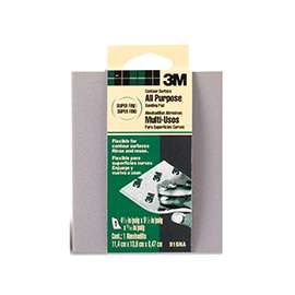 3M 916 Sanding Sponge, 5-1/2 in L, 4-1/2 in W, 180 Grit, Extra Fine