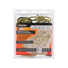 KEEPER ZipNet 06141 Adjustable Cargo Net, 86 in L, 74 in W, Rubber, Black/Yellow