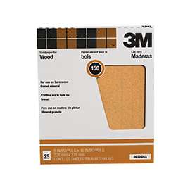 3M 88595 Sandpaper Sheet, 11 in L, 9 in W, Fine, 150 Grit, Garnet Abrasive, Paper Backing