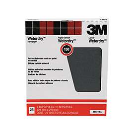 3M 88601 Sandpaper, 11 in L, 9 in W, 150 Grit, Fine, Silicone Carbide Abrasive