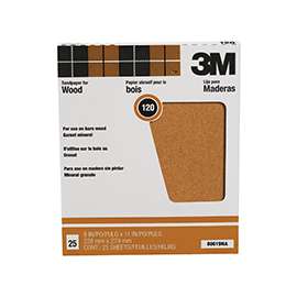 3M 88619 Sandpaper Sheet, 11 in L, 9 in W, Fine, 120 Grit, Garnet Abrasive, Paper Backing