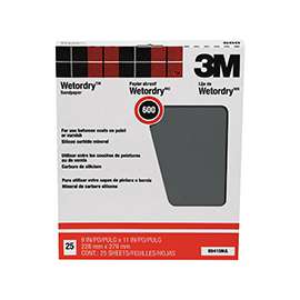 3M Wetordry 99419NA Sandpaper, 11 in L, 9 in W, Super Fine, 600 Grit, Silicon Carbide Abrasive, Paper Backing
