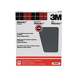 3M Wetordry 99420NA Sandpaper, 11 in L, 9 in W, Fine, 400 Grit, Silicon Carbide Abrasive, Paper Backing