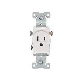Eaton Wiring Devices 817W-BOX Single Receptacle, 2 -Pole, 125 V, 15 A, Side Wiring, NEMA: NEMA 5-15R, White
