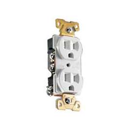 Eaton Wiring Devices 827W-BOX Duplex Receptacle, 2 -Pole, 15 A, 125 V, Side Wiring, NEMA: 5-15R, White