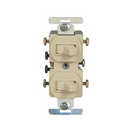 Eaton Wiring Devices 276V-BOX Combination Toggle Switch, 15 A, 120/277 V, Screw Terminal, Steel Housing Material